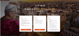 Manual registro como voluntario durante la visita del Papa León XIV a Madrid en Junio 2026