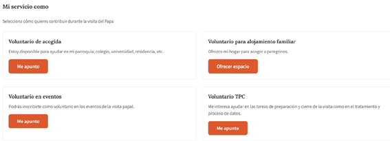 Opciones vvoluntariado